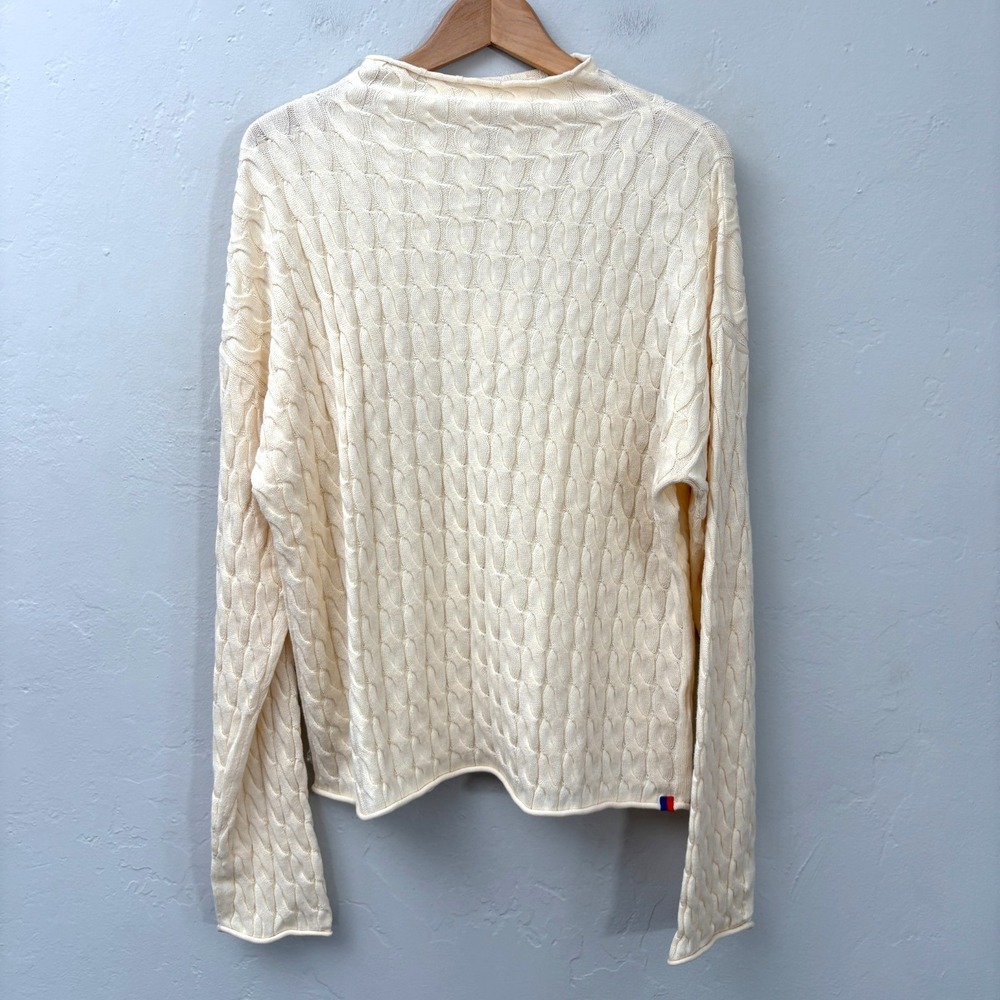 Kule The Mirabelle Mock Neck Cable Knit Sweater Women Size XL Ivory Pullover New